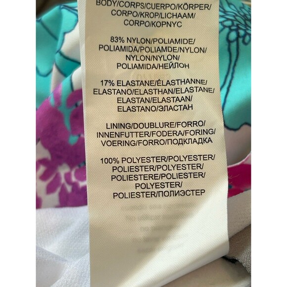 Kenneth Cole Reaction Bathing Suit Swim Top Plus Size 1X White Floral - Picture 10 of 10